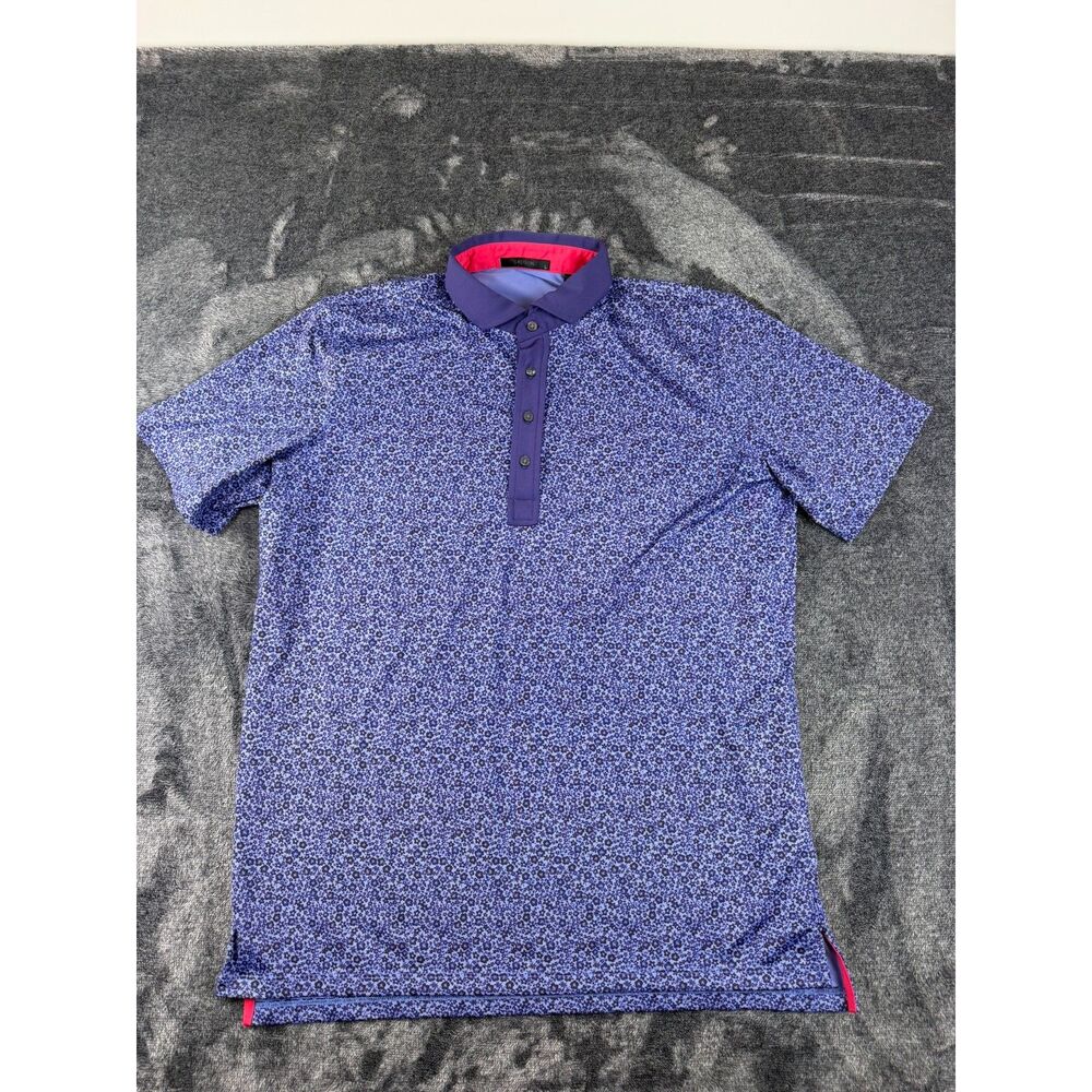 Greyson Golf Polo Floral Purple Men's L Short Sleeve Stretch Performance